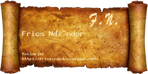 Frics Nándor névjegykártya